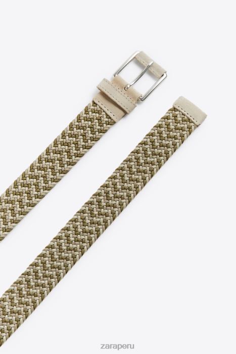 Zara hombres cinturón tejido BDP8J1473 accesorios crudo