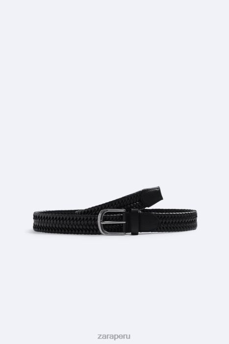 Zara hombres cinturón tejido elástico BDP8J1470 accesorios negro