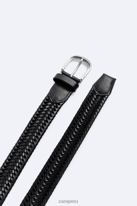 Zara hombres cinturón tejido elástico BDP8J1470 accesorios negro