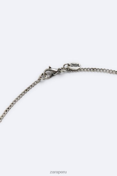 Zara hombres cadena colgante geométrica BDP8J1495 accesorios plata
