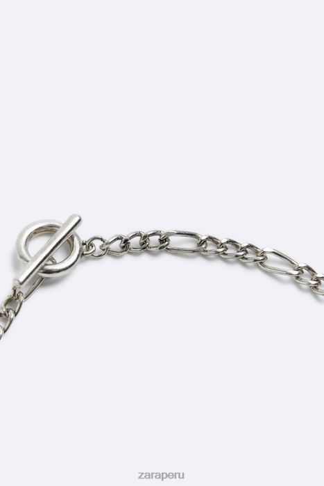 Zara hombres cadena de eslabones metálicos BDP8J1497 accesorios plata