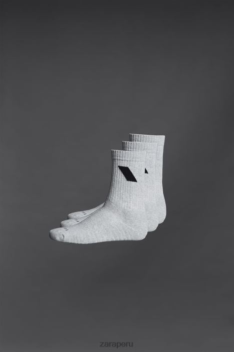 Zara hombres paquete de 3 calcetines deportivos BDP8J1409 accesorios marga gris