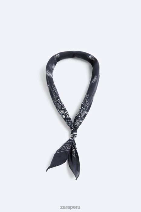 Zara hombres bandana con estampado de cachemira BDP8J1393 accesorios Azul marino