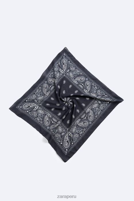 Zara hombres bandana con estampado de cachemira BDP8J1393 accesorios Azul marino