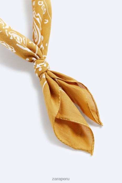 Zara hombres bandana con estampado de cachemira BDP8J1395 accesorios mostaza