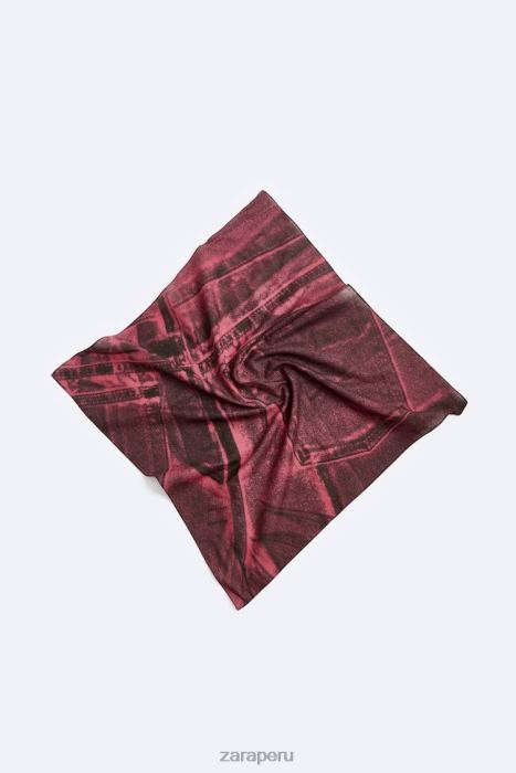 Zara hombres bandana estampada con efecto denim BDP8J1397 accesorios fucsia