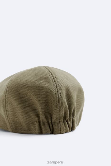 Zara hombres boina de algodón texturizado BDP8J1450 accesorios caqui