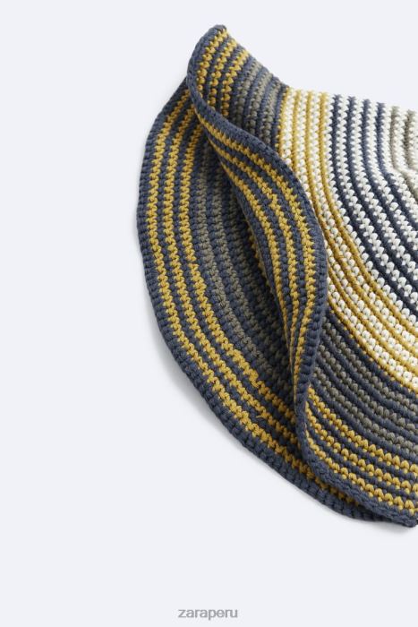 Zara hombres sombrero a rayas de ganchillo BDP8J1440 accesorios crudo