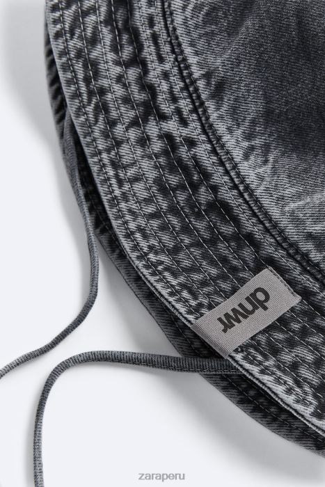 Zara hombres sombrero de pescador de mezclilla BDP8J1447 accesorios gris antracita