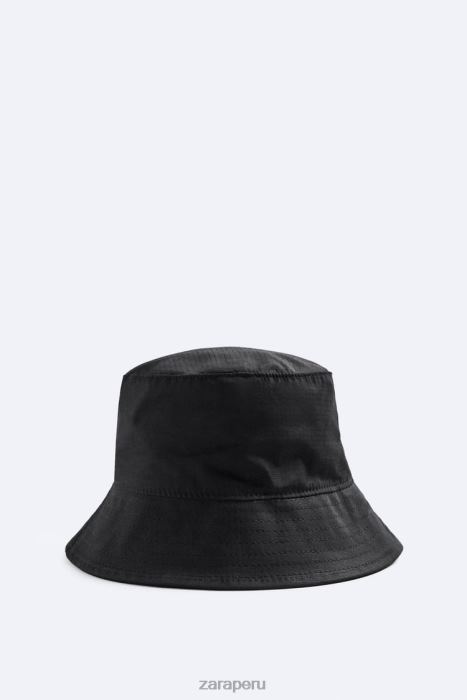Zara hombres sombrero de pescador texturizado BDP8J1443 accesorios negro