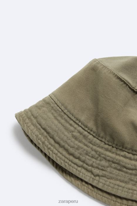 Zara hombres sombrero de pescador texturizado BDP8J1446 accesorios caqui claro
