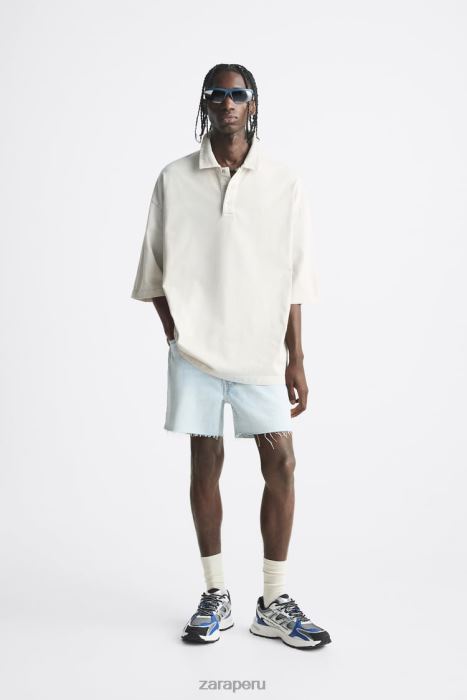 Zara hombres pantalones cortos de mezclilla recortados BDP8J1244 ropa azul claro