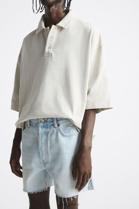 Zara hombres pantalones cortos de mezclilla recortados BDP8J1244 ropa azul claro