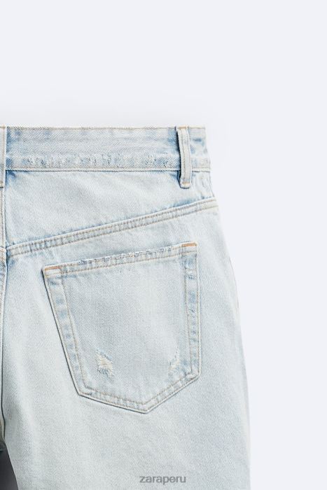 Zara hombres pantalones cortos de mezclilla recortados BDP8J1244 ropa azul claro