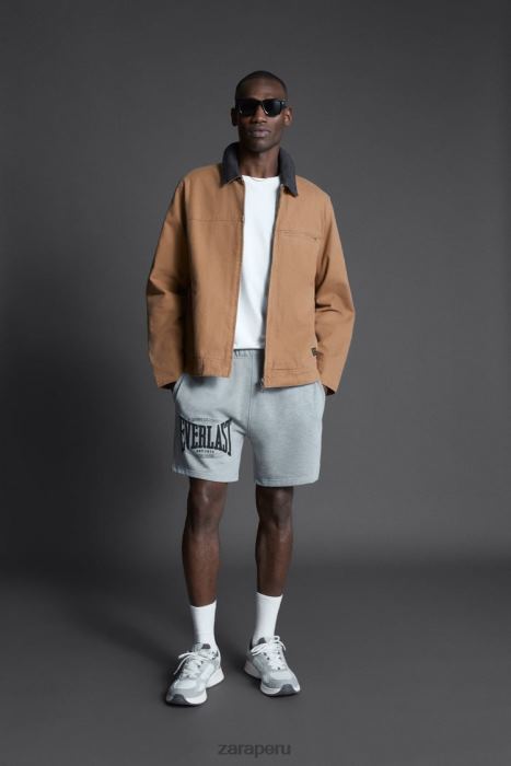 Zara hombres pantalones cortos jogging everlast BDP8J1235 ropa marga gris