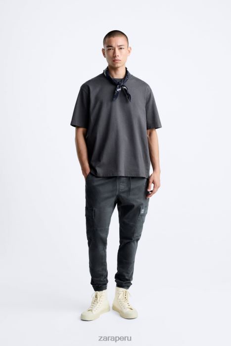 Zara hombres pantalones cargo suaves BDP8J965 ropa gris medio