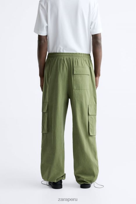 Zara hombres pantalones cargo técnicos BDP8J964 ropa caqui oscuro