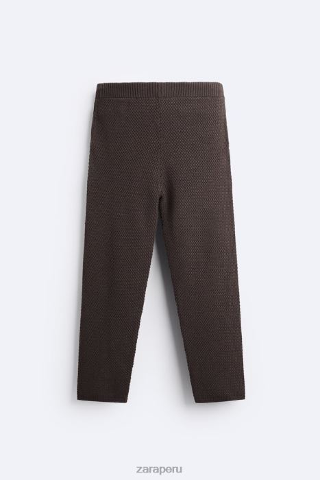 Zara hombres pantalones con textura de crochet BDP8J959 ropa chocolate