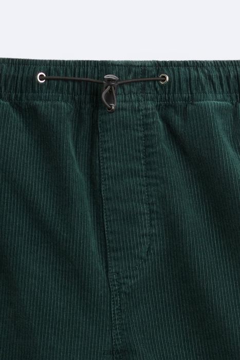 Zara hombres pantalones de paracaídas de pana BDP8J950 ropa botella verde