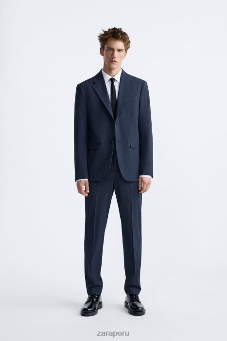 Zara hombres pantalones de traje a cuadros BDP8J967 ropa azulado