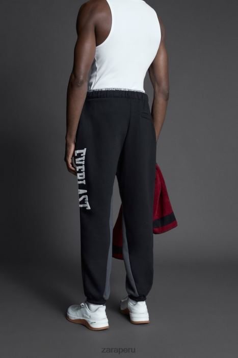 Zara hombres pantalones jogging everlast con bloques de color BDP8J947 ropa negro