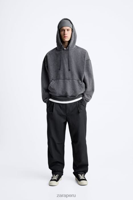 Zara hombres pantalones técnicos con cinturón BDP8J952 ropa negro