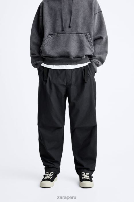 Zara hombres pantalones técnicos con cinturón BDP8J952 ropa negro