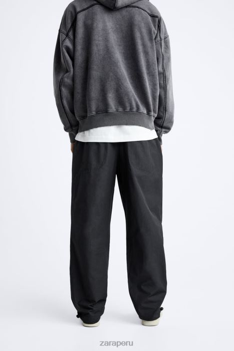 Zara hombres pantalones técnicos con cinturón BDP8J952 ropa negro