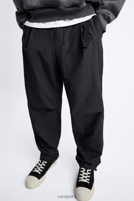 Zara hombres pantalones técnicos con cinturón BDP8J952 ropa negro