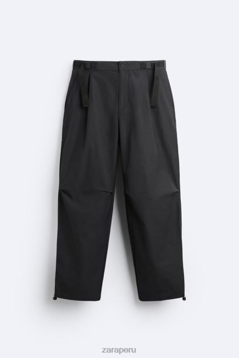 Zara hombres pantalones técnicos con cinturón BDP8J952 ropa negro