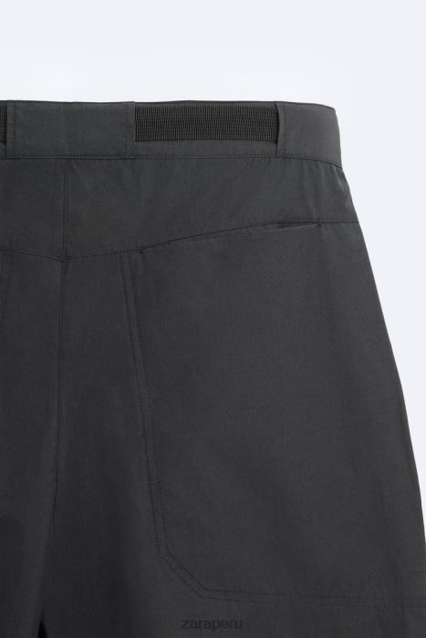 Zara hombres pantalones técnicos con cinturón BDP8J952 ropa negro