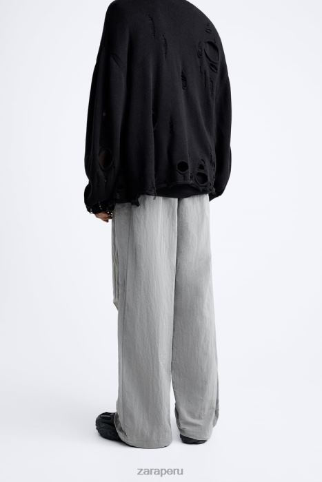 Zara hombres pantalones técnicos de paracaídas BDP8J953 ropa plata