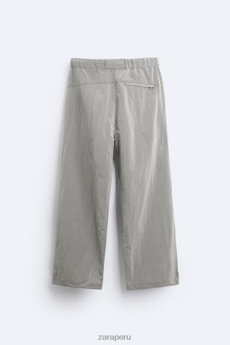 Zara hombres pantalones técnicos de paracaídas BDP8J953 ropa plata