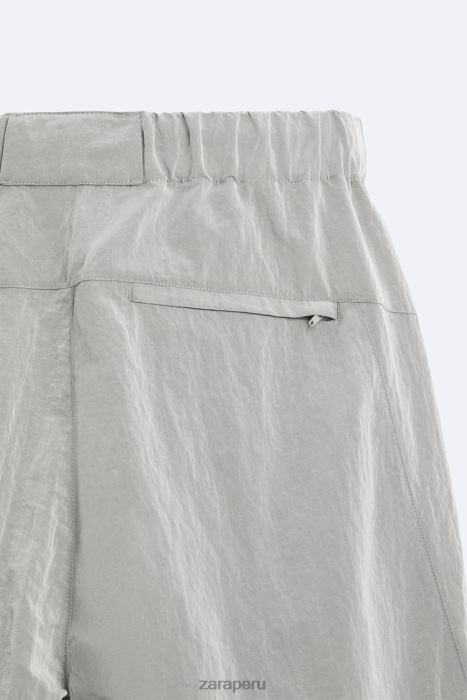 Zara hombres pantalones técnicos de paracaídas BDP8J953 ropa plata
