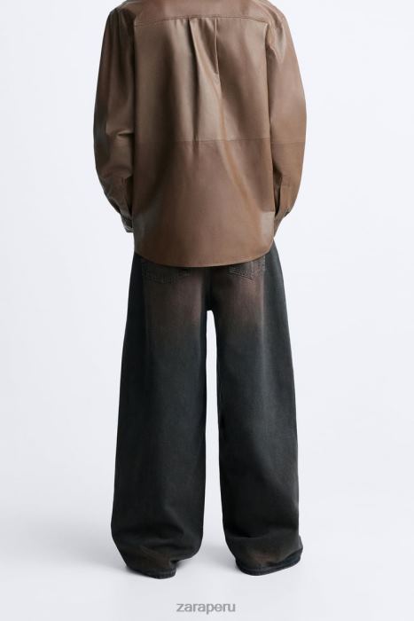 Zara hombres vaqueros anchos BDP8J1100 ropa marron oscuro