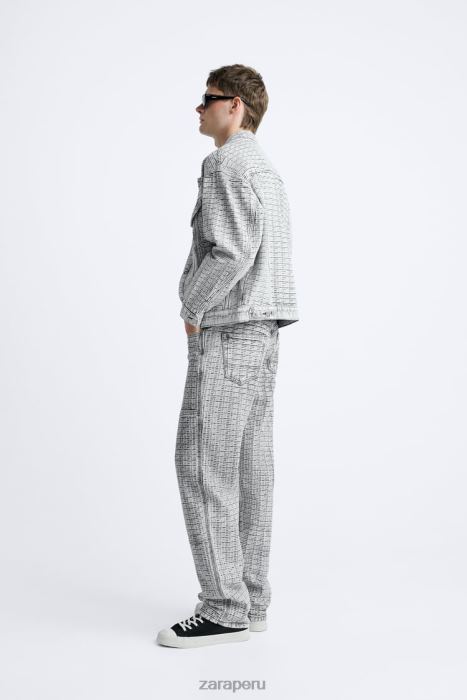 Zara hombres vaqueros con jacquard geométrico BDP8J1089 ropa gris