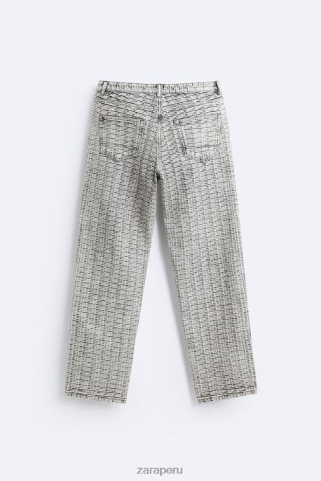 Zara hombres vaqueros con jacquard geométrico BDP8J1089 ropa gris