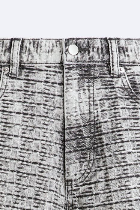 Zara hombres vaqueros con jacquard geométrico BDP8J1089 ropa gris