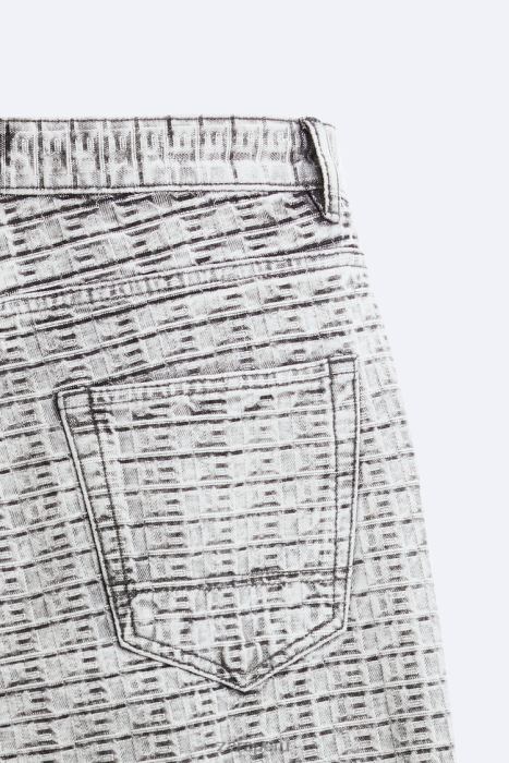 Zara hombres vaqueros con jacquard geométrico BDP8J1089 ropa gris