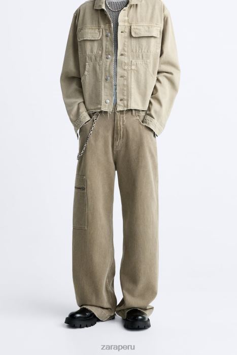 Zara hombres vaqueros de ajuste relajado BDP8J1104 ropa marrón topo