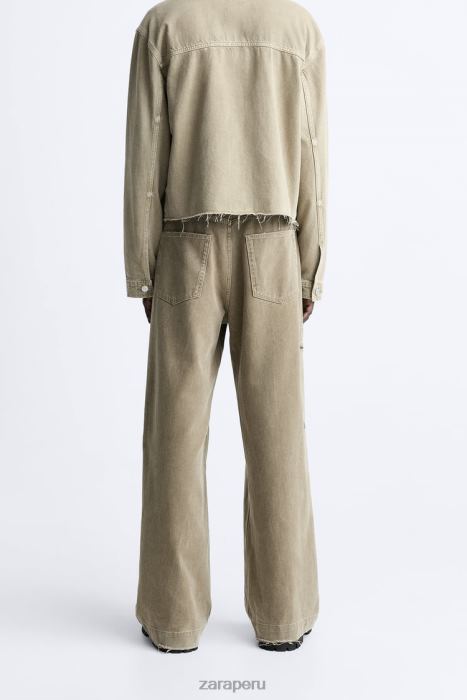 Zara hombres vaqueros de ajuste relajado BDP8J1104 ropa marrón topo