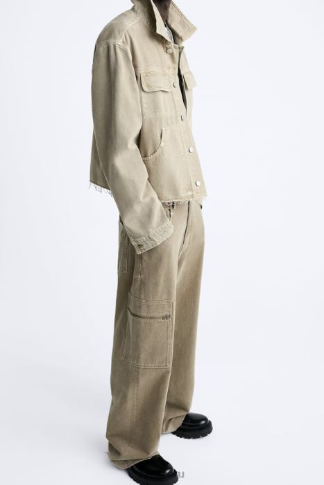 Zara hombres vaqueros de ajuste relajado BDP8J1104 ropa marrón topo