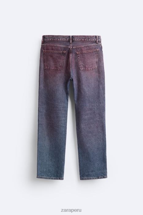 Zara hombres vaqueros rectos con spray BDP8J1101 ropa azul