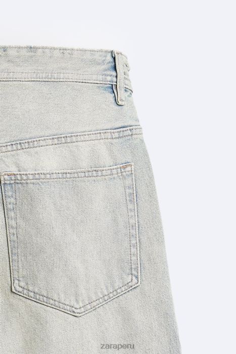 Zara hombres vaqueros vintage con cremallera BDP8J1086 ropa azul claro