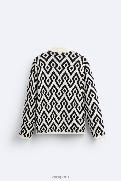 Zara hombres cárdigan de punto en jacquard geométrico BDP8J1046 ropa crudo