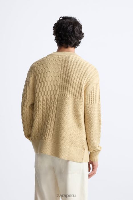 Zara hombres cárdigan de punto mixto BDP8J1041 ropa arena