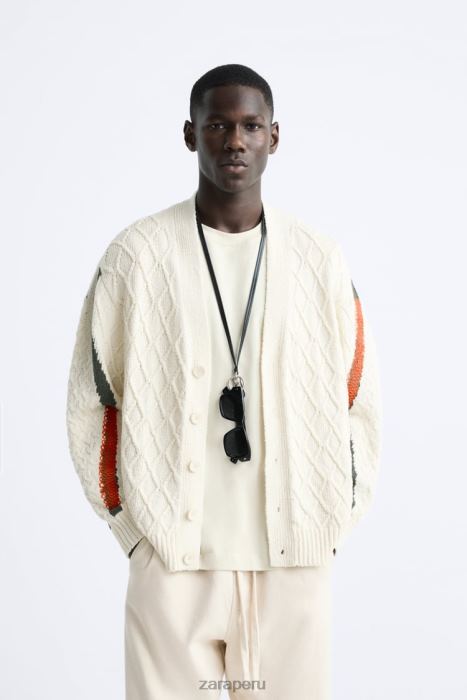 Zara hombres cárdigan tejido con textura BDP8J1042 ropa crudo