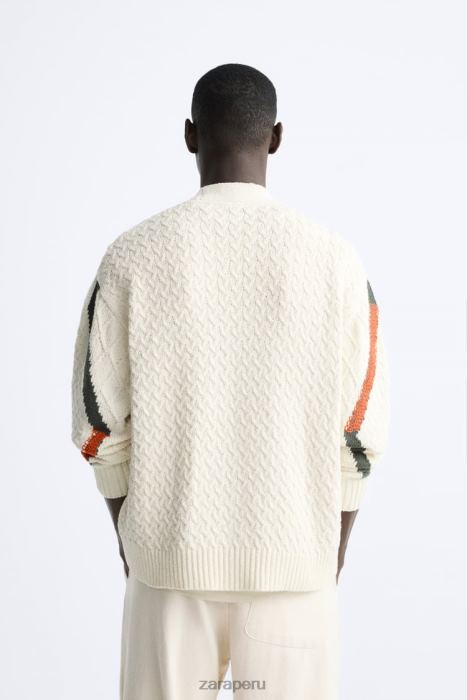 Zara hombres cárdigan tejido con textura BDP8J1042 ropa crudo