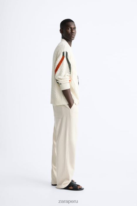 Zara hombres cárdigan tejido con textura BDP8J1042 ropa crudo