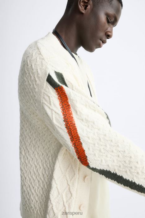 Zara hombres cárdigan tejido con textura BDP8J1042 ropa crudo